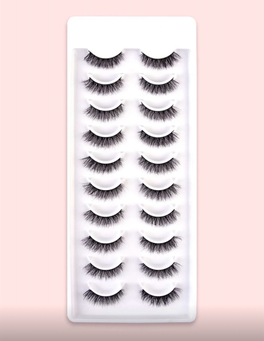 رموش شريطية فاخرة من PinkyWinky – 10 أزواج من الفرو الصناعي الكثيف لإطلالة جذابة Y1055