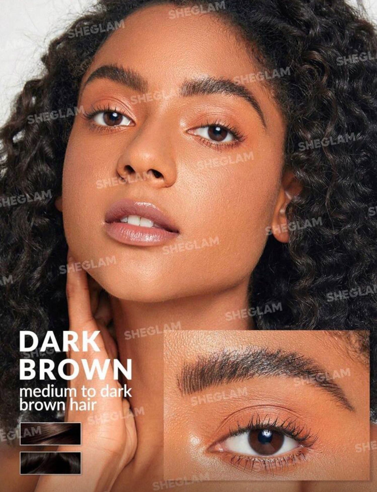 قلم حواجب سائل SHEGLAM Feather Better – بني غامق، مقاوم للماء والتلطخ