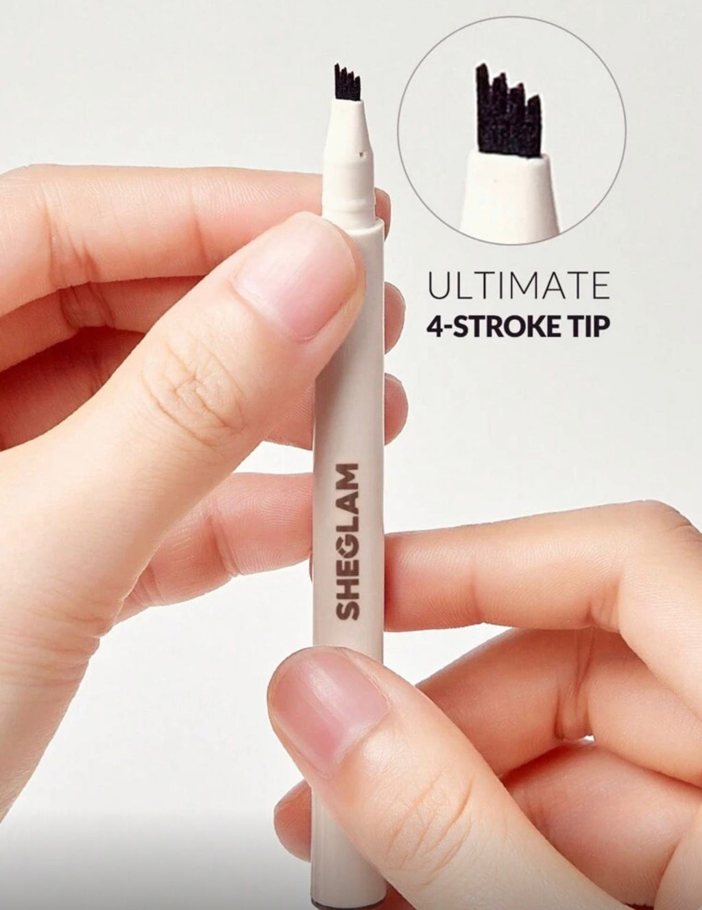 قلم حواجب سائل SHEGLAM Feather Better – بني متوسط، مقاوم للماء والتلطخ