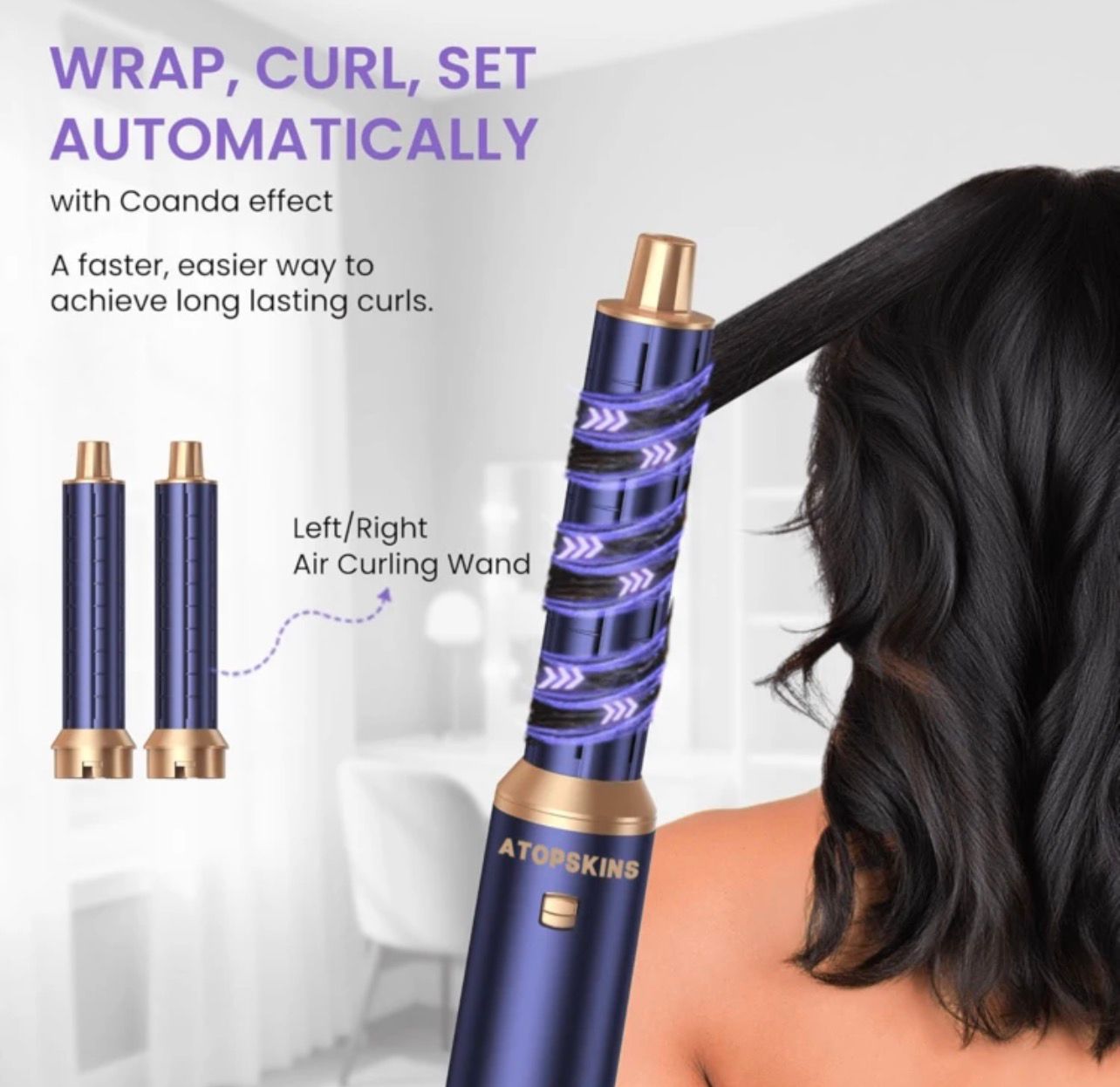 مجفف ومصفف شعر 5 في 1 من ATOPSKINS – لتجفيف وتصفيف الشعر الرطب والجاف بسهولة