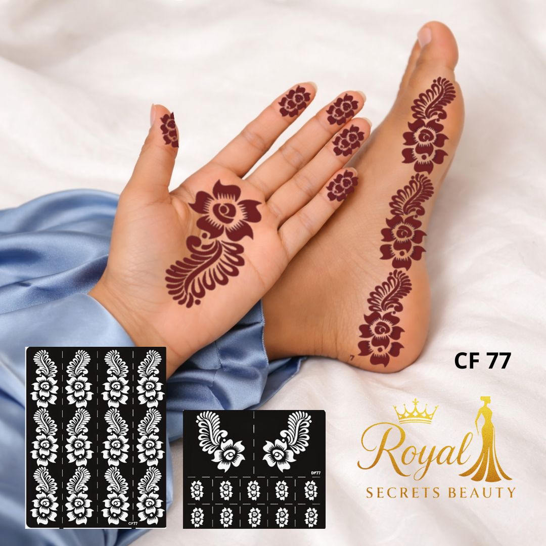 استيكرات حناء لليد والقدم – نقش حناء جاهز لاصق – تصميم رقم 77