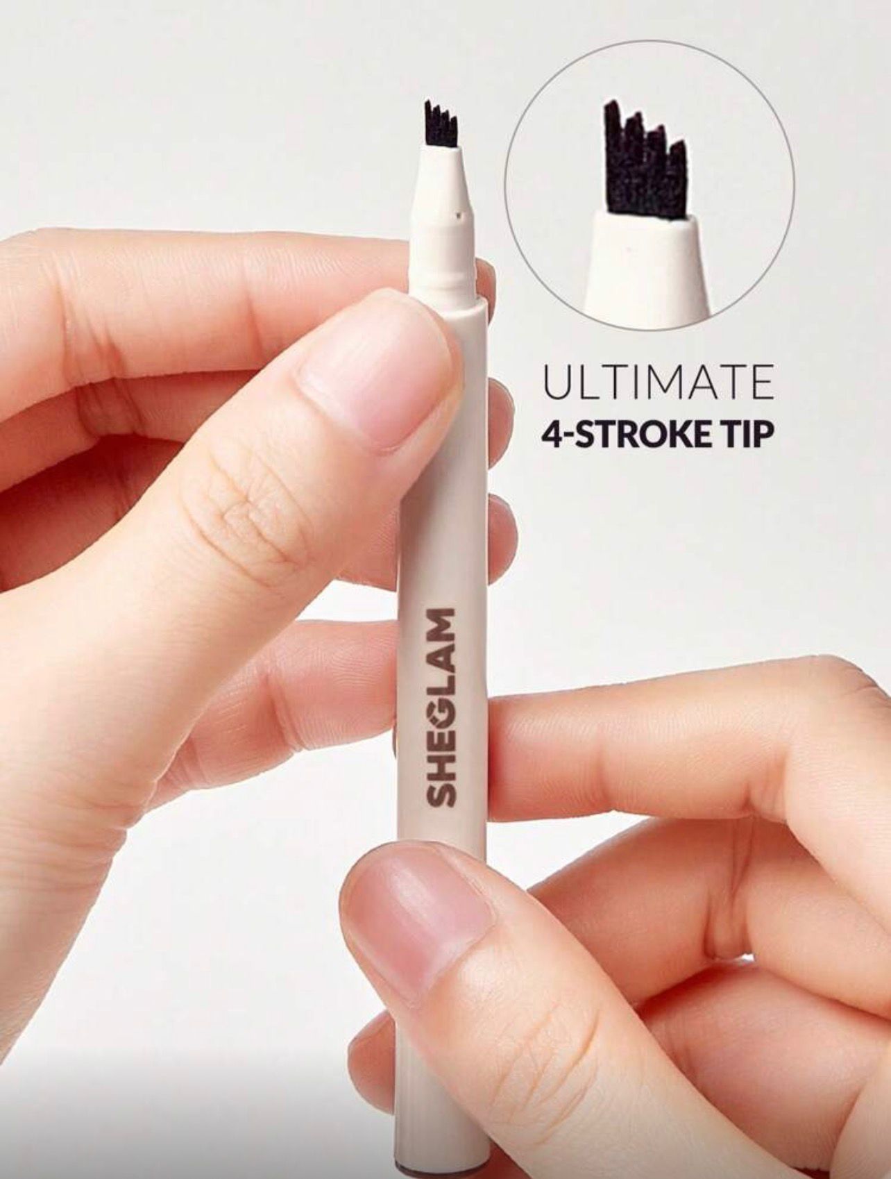 قلم حواجب سائل SHEGLAM Feather Better – بني غامق، مقاوم للماء والتلطخ