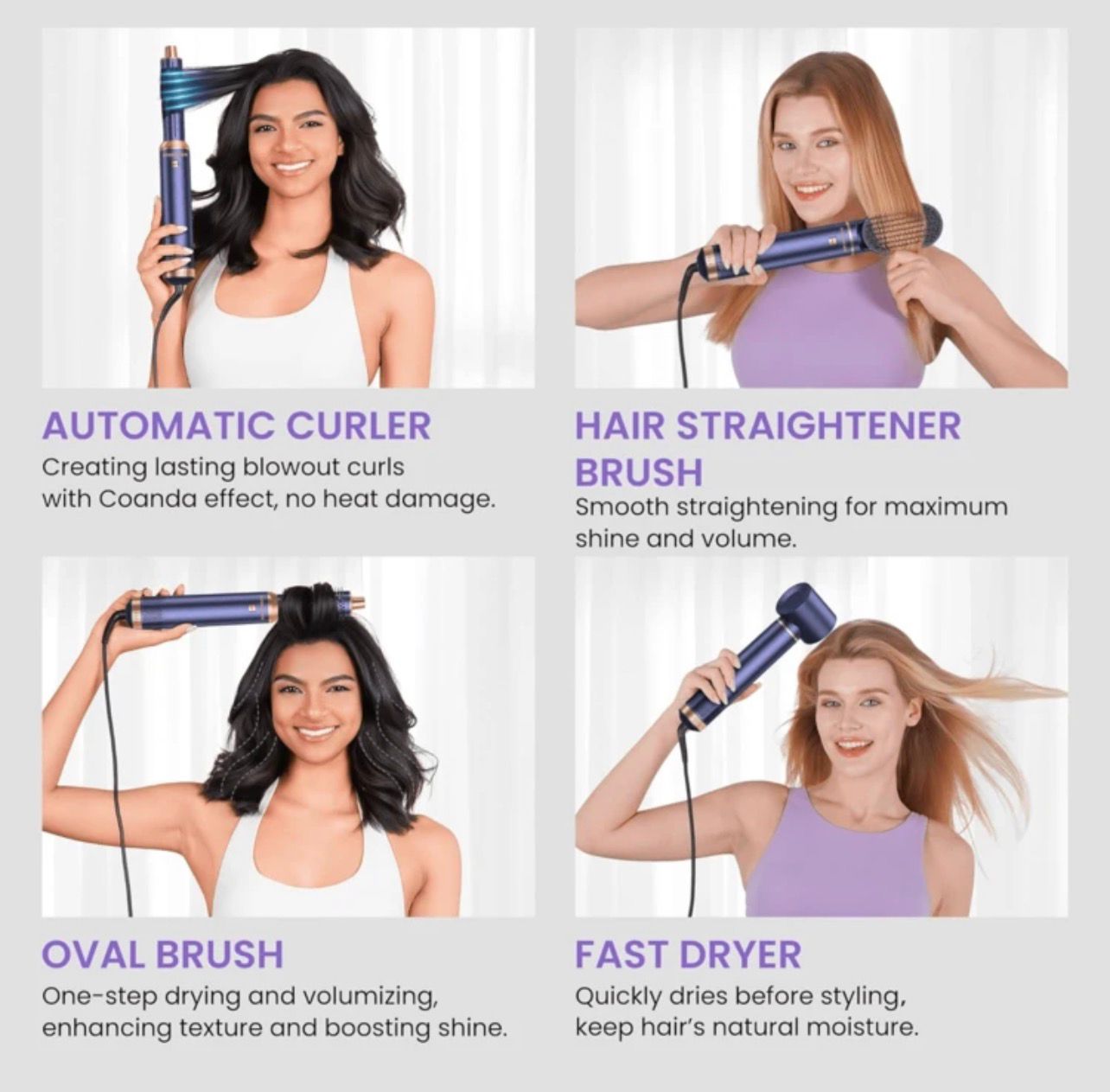 مجفف ومصفف شعر 5 في 1 من ATOPSKINS – لتجفيف وتصفيف الشعر الرطب والجاف بسهولة